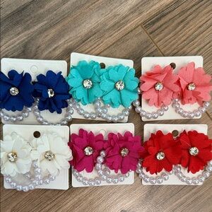 Floral Pearl Stud Earrings Set